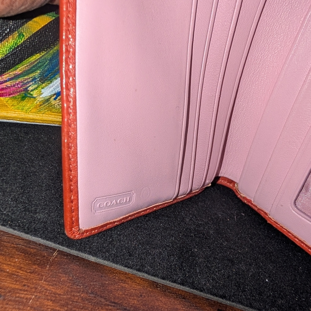 Coach Rust/Orange Compact Wallet - Picture 8 of 8